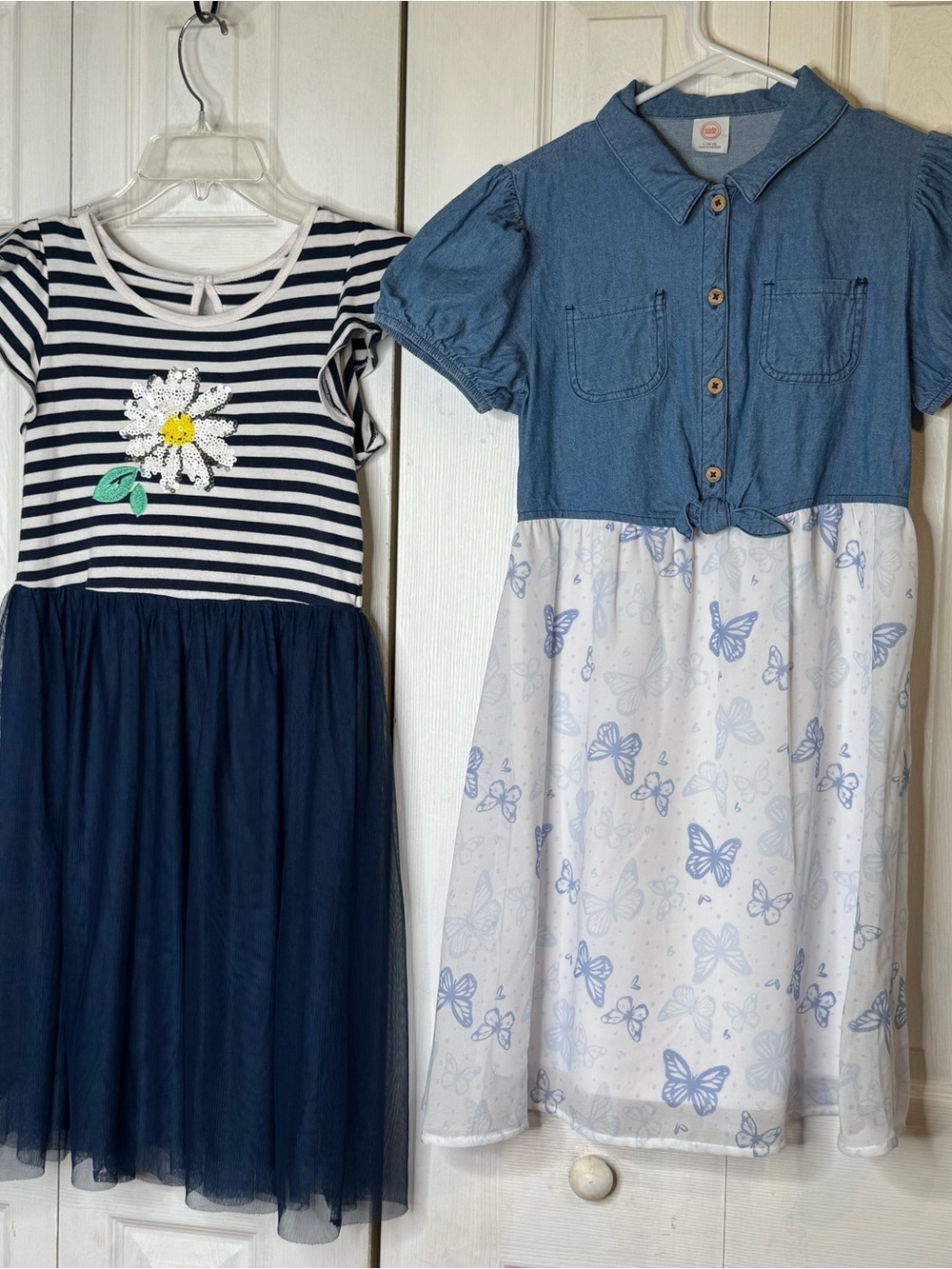 wonder nation Navy Striped Daisy Dress & Blue Denim-Top Butterfly Dress